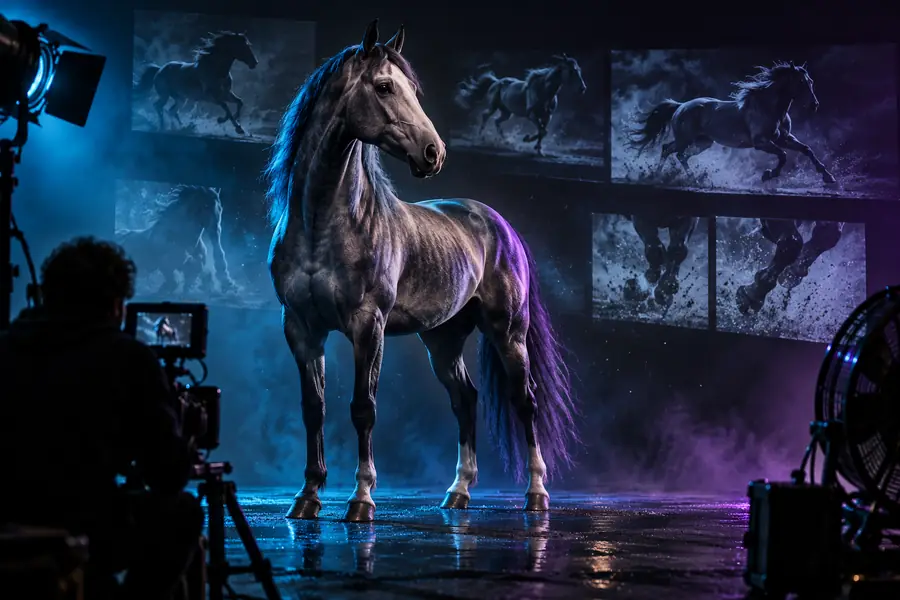 Original image of a horse before an action-scene treatment